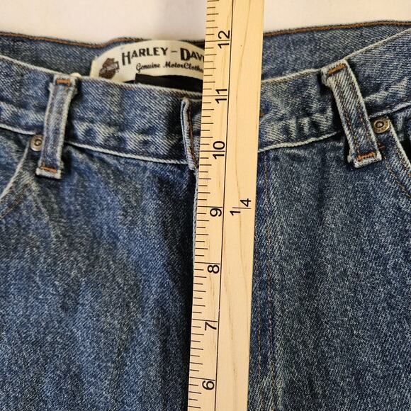 Harley Davidson Men's Denim Jeans Size 35 HEMMED 31/32 INCHES Motorcycle Jeans - Picture 10 of 16